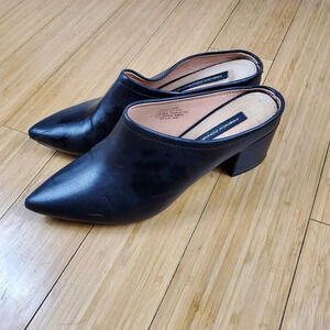 French Connection Black Leather Mule Size 7 Office Casual